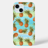 Fun PineappelfruitpatroonWaterverf Art Stripes Case-Mate iPhone Case (Achterkant)