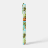 Fun PineappelfruitpatroonWaterverf Art Stripes iPhone 15 Case (Linkerkant)