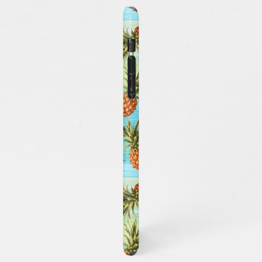 Fun PineappelfruitpatroonWaterverf Art Stripes iPhone Hoesje (Linkerkant)