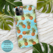 Fun PineappelfruitpatroonWaterverf Art Stripes iPhone Hoesje