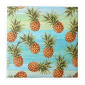 Fun PineappelfruitpatroonWaterverf Art Stripes Tegeltje (Voorkant)