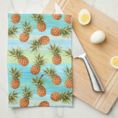 Fun PineappelfruitpatroonWaterverf Art Stripes Theedoek (Quarter Fold)