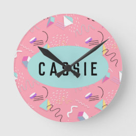 Fun Pink 1990s Throwback Graphics Ronde Klok