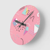 Fun Pink 1990s Throwback Graphics Ronde Klok (Hoek)