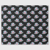 Fun Pink Alien in het gevechtspatroon Cadeaupapier (Vlak)