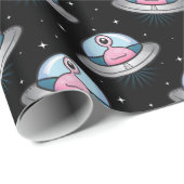 Fun Pink Alien in het gevechtspatroon Cadeaupapier (Rol Hoek)
