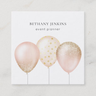 Fun Pink and Gold Balloons Glitter Visitekaartje