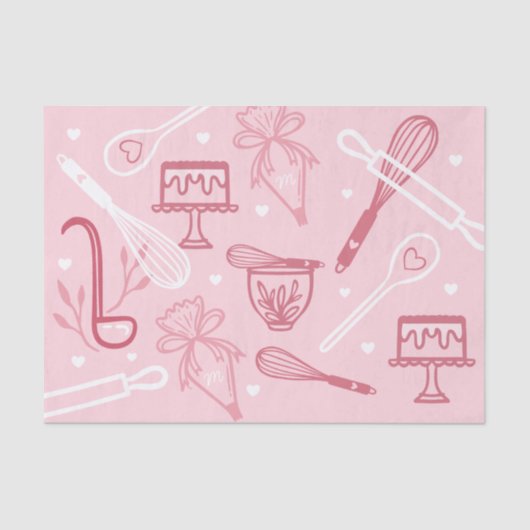 Fun Pink Baking & Cooking Utensiepatroon Tissuepapier (Voorkant)