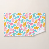Fun Pink & Blauwgroen Dinosaur Patroon Bad Handdoek (Handdoek)