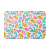 Fun Pink & Blauwgroen Dinosaur Patroon Badmat (Voorkant)