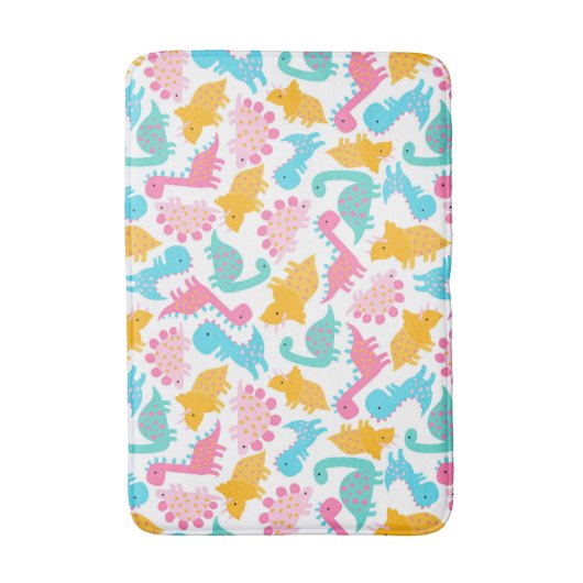 Fun Pink & Blauwgroen Dinosaur Patroon Badmat (Voorkant Verticaal)