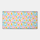 Fun Pink & Blauwgroen Dinosaur Patroon Bureaumat (Voorkant)