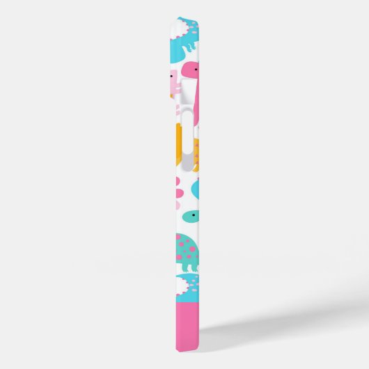 Fun Pink & Blauwgroen Dinosaur Patroon Case-Mate iPhone Case (Achterkant / Links)