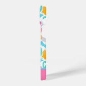 Fun Pink & Blauwgroen Dinosaur Patroon iPhone Hoesje (Linkerkant)