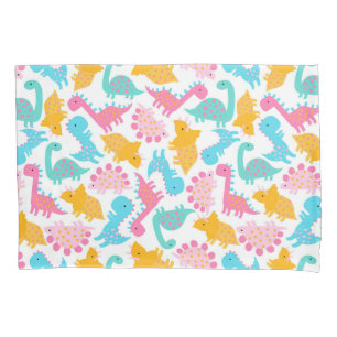 Fun Pink & Blauwgroen Dinosaur Patroon Kussensloop
