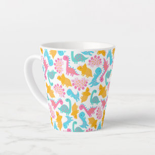 Fun Pink & Blauwgroen Dinosaur Patroon Latte Mok