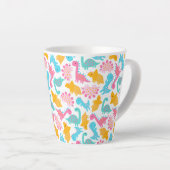 Fun Pink & Blauwgroen Dinosaur Patroon Latte Mok (Rechterhoek)