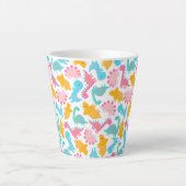 Fun Pink & Blauwgroen Dinosaur Patroon Latte Mok (Voorkant)
