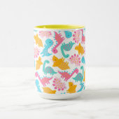 Fun Pink & Blauwgroen Dinosaur Patroon Mok (Midden)