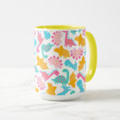 Fun Pink & Blauwgroen Dinosaur Patroon Mok (Voorkant rechts)