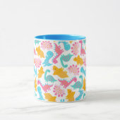 Fun Pink & Blauwgroen Dinosaur Patroon Mok (Midden)