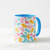 Fun Pink & Blauwgroen Dinosaur Patroon Mok (Voorkant rechts)