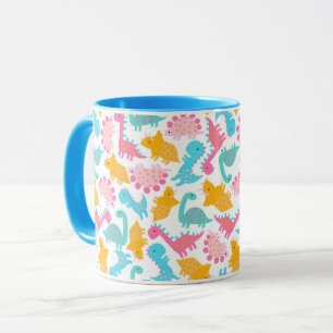 Fun Pink & Blauwgroen Dinosaur Patroon Mok