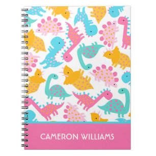 Fun Pink & Blauwgroen Dinosaur Patroon Notitieboek