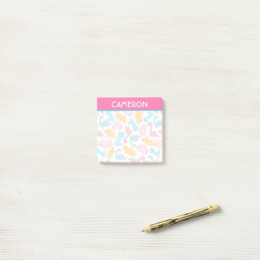 Fun Pink & Blauwgroen Dinosaur Patroon Post-it® Notes (Op bureau)