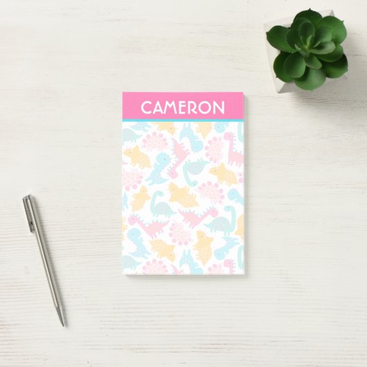 Fun Pink & Blauwgroen Dinosaur Patroon Post-it® Notes (Kantoor)