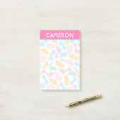 Fun Pink & Blauwgroen Dinosaur Patroon Post-it® Notes (Op bureau)