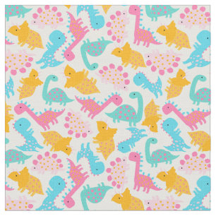 Fun Pink & Blauwgroen Dinosaur Patroon Stof