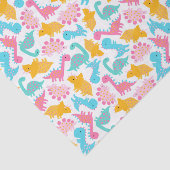 Fun Pink & Blauwgroen Dinosaur Patroon Tissuepapier (Detail)