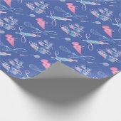 Fun Pink Blue Baking Utensils & Marble Glaze Cake  Cadeaupapier (Hoek)