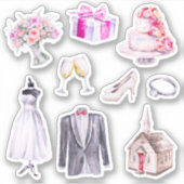 Fun Pink Bride Groom Wedding Planner Sticker (Voorkant)