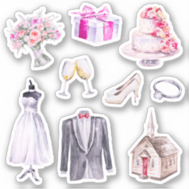 Fun Pink Bride Groom Wedding Planner Sticker