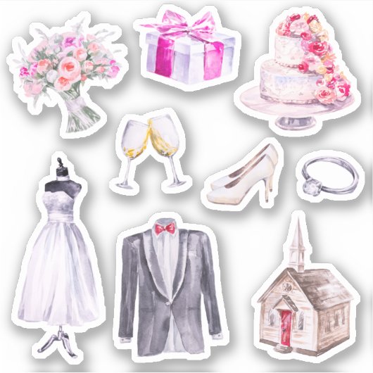 Fun Pink Bride Groom Wedding Planner Sticker (Voorkant)