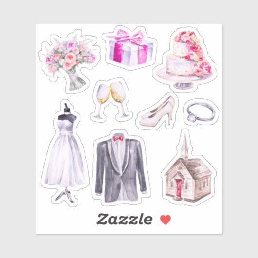 Fun Pink Bride Groom Wedding Planner Sticker (Vel)