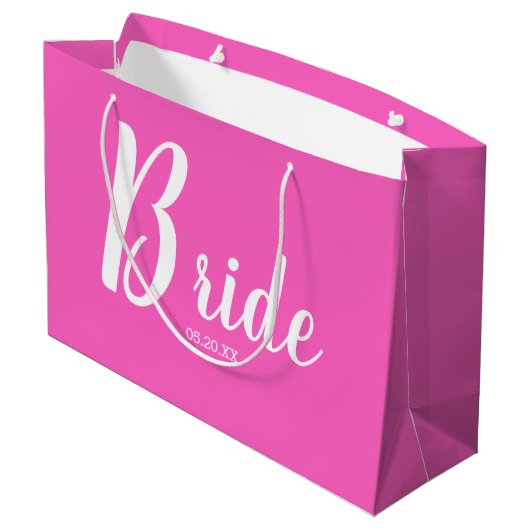 Fun Pink Bride Large Gift Bag Groot Cadeauzakje (Achterkant Gekanteld)