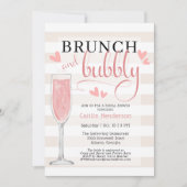 Fun Pink Brunch en Bubble Vrijgezellenfeest Invita Kaart (Voorkant)