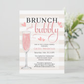 Fun Pink Brunch en Bubble Vrijgezellenfeest Invita Kaart (Staand voorkant)