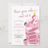 Fun Pink Cake 2e verjaardag Kaart (Voorkant)