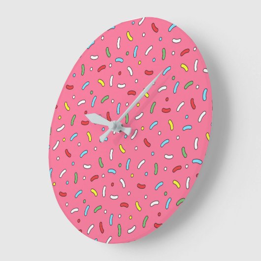 Fun Pink Candy Sprinkles Pattern Grote Klok (Hoek)