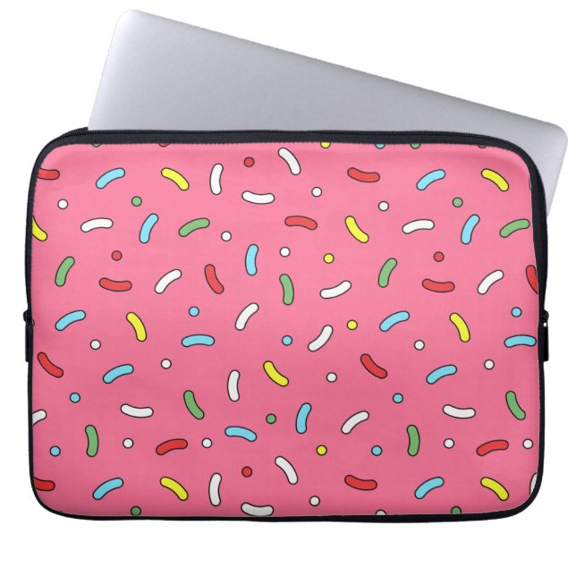 Fun Pink Candy Sprinkles Pattern Laptop Sleeve (Voorkant)