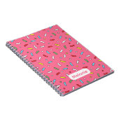 Fun Pink Candy Sprinkles Pattern Personalised Notitieboek (Rechterzijde)