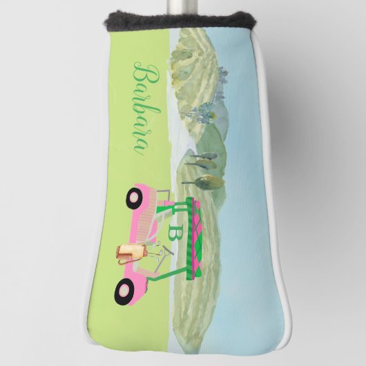 Fun Pink Cart Course Clubs Monogram Golfheadcover (Draai 90)