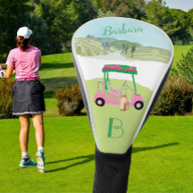 Fun Pink Cart Course Clubs Monogram