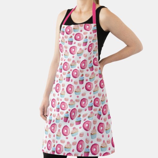 Fun Pink Donuts and Cupcakes Pattern Schort (Insitu)