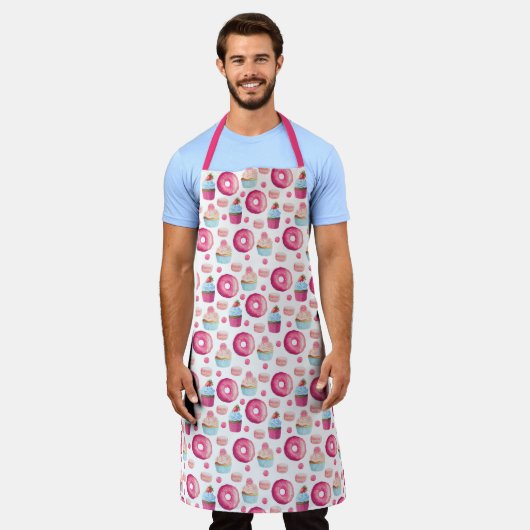 Fun Pink Donuts and Cupcakes Pattern Schort (Gedragen)
