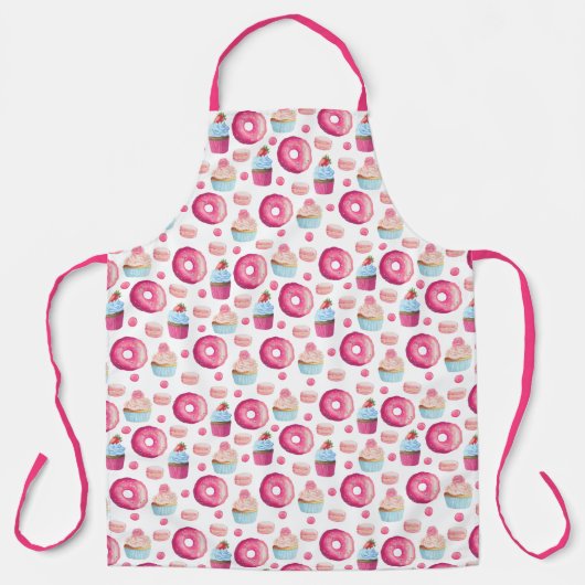 Fun Pink Donuts and Cupcakes Pattern Schort (Voorkant)